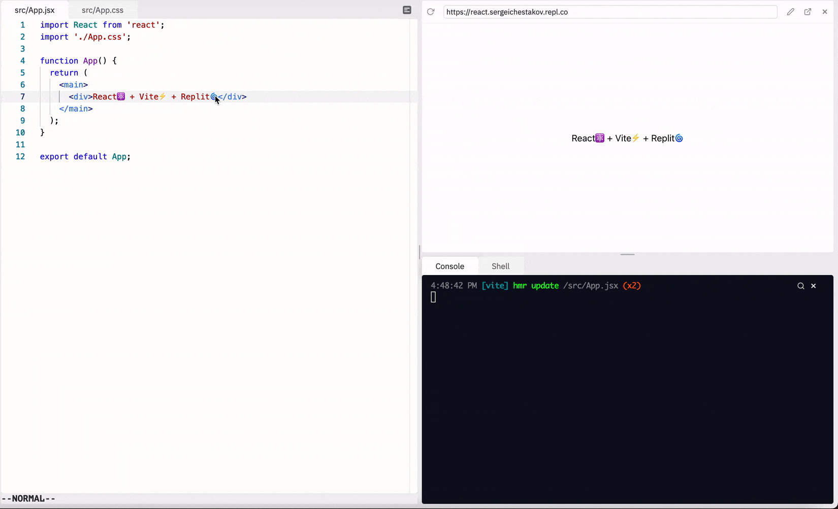 React + Vite on Replit